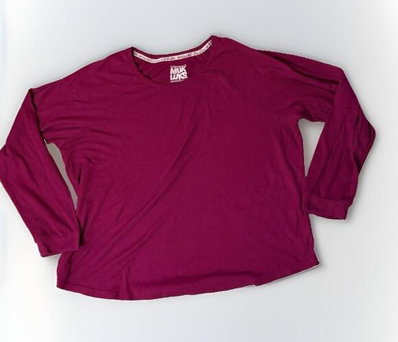 MUK LUKS Tops - MUK LUKS Women’s Burgundy Solid Knit Long Sleeve Crew Neck Pullover Top XL